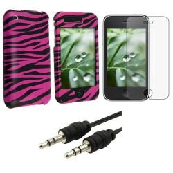 Zebra Case/ Anti glare Protector/ Audio Cable for Apple iPhone 3GS Eforcity Cases & Holders