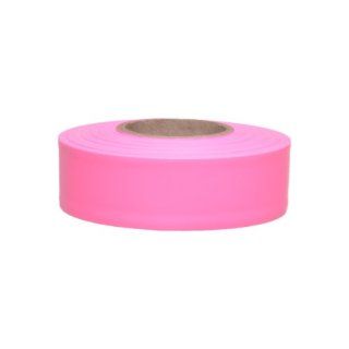 Presco TFPG 658 150' Length x 1 3/16" Width, PVC Film, Taffeta Pink Glo Solid Color Roll Flagging (Pack of 144) Safety Tape