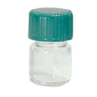 Qorpak GLC 08764 Borosilicate Glass 1.25mL Clear Type I Compound Vial, with Green Thermoset F217 and PTFE Lined Cap, 14.65mm Diameter x 22mm Height (Case of 144) Science Lab Sample Vials