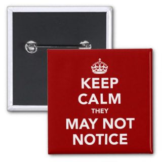 Keep Calm They May Not Notice Pinback Button