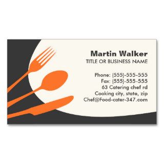 Gray orange modern catering or chef business cards