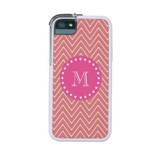 Hot Pink, Peach Chevron  Your Monogram Cover For iPhone 5/5S