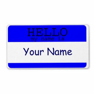 Hello my Name is Blue Label Template