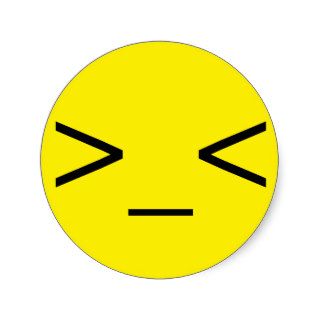 Yellow >_< Angry Emoticon Stickers