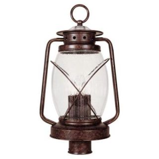 Illumine 3 Light Outdoor New Tortoise Shell Post Lantern with Clear Seeded Glass Shade CLI SH202853141