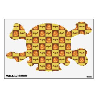 Bat Jack O' Lantern Checkered Pattern Wall Sticker