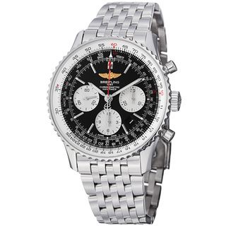 Breitling Men's 'Navitimer' Black Dial Steel Chronograph Watch Breitling Men's Breitling Watches