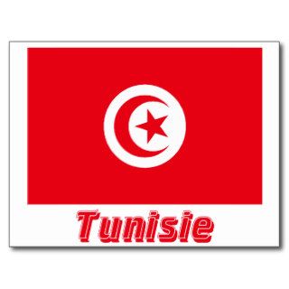 Drapeau Tunisie avec le nom en français Post Card