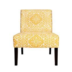 angeloHOME Bradstreet Damask Yellow/ Cream Armless Chair Chairs
