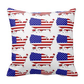 US Flag Map Throw Pillow