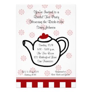 Burgundy Bridal Shower Tea Party Invitation