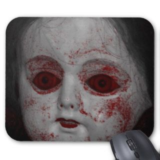 Pale Skin Doll With Blood Red Eyes Mouse Pads