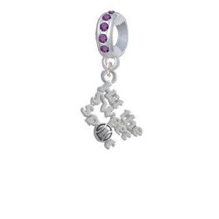 Hit the Sweet Spot with Silver Softball/Baseball Amethyst Crystal Charm Bead Dangle Delight Jewelry Jewelry