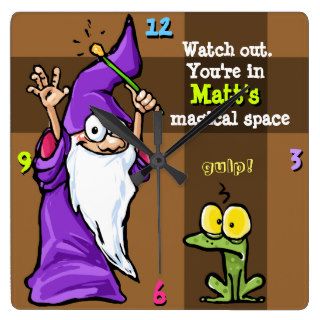 Magical lair decorPersonalized text.Magician.CUTE Wall Clocks