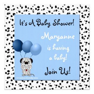 Baby Shower Invitation Blue Dalmatian Print
