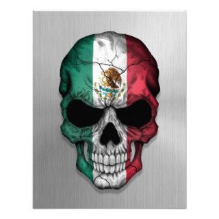 Flag of Mexico on a Steel Skull Graphic Personalized Invites