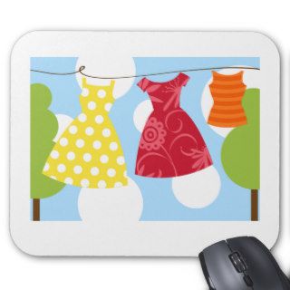 "Clothes on a clothesline Poster Print" Mouse Pads