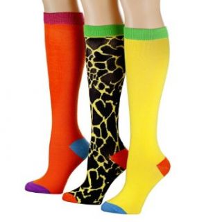 Tipi Toe Women's 3 Pack Colorful Animal Knee High Socks (KH138  ORANGE)
