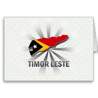 Timor Leste Flag Map 2.0 Greeting Cards