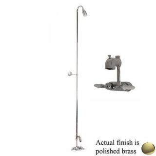 Pegasus 2 Handle Claw Foot Tub Code Diverter Faucet without Hand Shower with Riser and Plastic Showerhead in Polished Brass 4199 PB