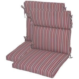 Hampton Bay Oliver Stripe High Back Outdoor Chair Cushion (2 Pack) 7718 02221800