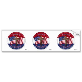 For God And Country   Cross with 50 stars US Flag Bumper Sticker