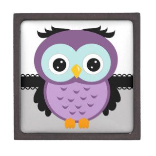 Retro Purple Owl Premium Trinket Boxes