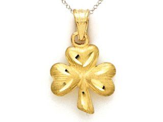 14kt Yellow Gold 3 Leaf Clover Shamrock Pendant Chain Included Finejewelers Jewelry