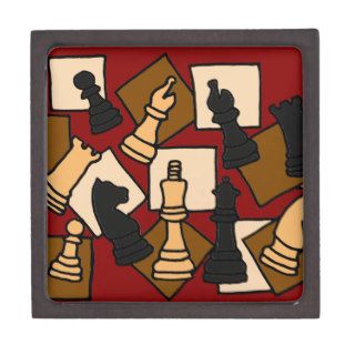 WW  Chess Game Pieces Art Premium Keepsake Boxes