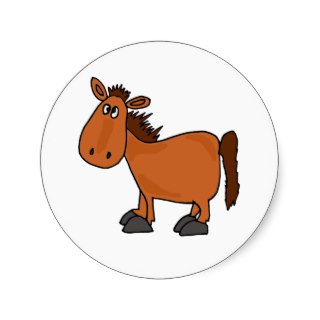 XX  Funny Bay Horse Cartoon Round Sticker