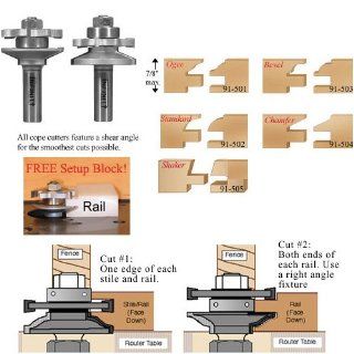 Infinity Tools 91 502, 1/2" Shank Matched Rail & Stile Router Bit Set, Standard Profile With FREE Set up Block   Rail And Stile Profile Router Bits  