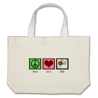 Peace Love & Knitting Canvas Bags