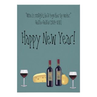 Happy New Year Wine Glasses Custom Invitations