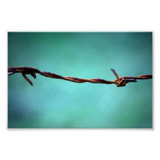 barbed WIRE AGAINST SKY BLUE BACKGROUND RANDOM ABS Print