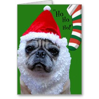 Santa Paws Funny Pug Christmas/Holiday Card