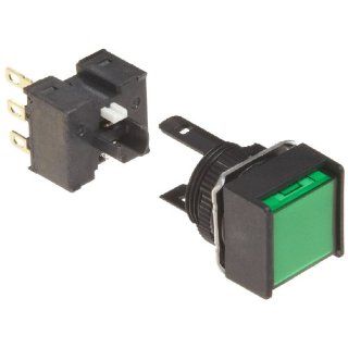 Omron A165 AGM 1 Two Way Guard Type Switch, Solder Terminal, IP65 Oil Resistant, Non Lighted, Square, Green, Momentary Operation, Single Pole Double Throw Contacts Electronic Component Pushbutton Switches