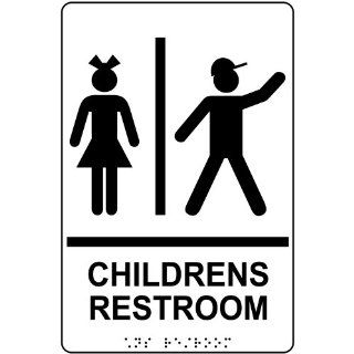 ADA Childrens Restroom Braille Sign RRE 14781 BLKonWHT Restrooms  Business And Store Signs 