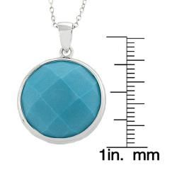 Dolce Giavonna Sterling Silver Synthetic Turquoise Round Necklace Dolce Giavonna Gemstone Necklaces