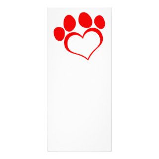 RED LOVE PAW PRINT ANIMALS CAUSES PETS CARING MOTI RACK CARD DESIGN
