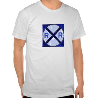 Splattered Blue Paint Railroad Crossing Sign T shirts