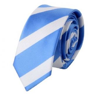Silk Skinny Tie Blue White Thin Skinny for Men Necktie with Gift Box PS1006 148cm*7cm blue white at  Men�s Clothing store