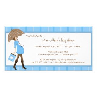 Blue And Brown Baby Shower Invitation Picture Card