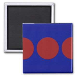 Red Circles on Blue Refrigerator Magnets