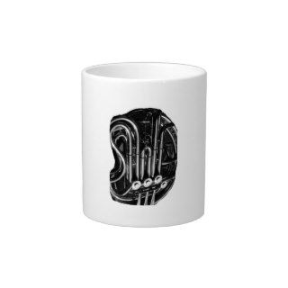 French Horn Piping Black and White photo design Extra Large Mug