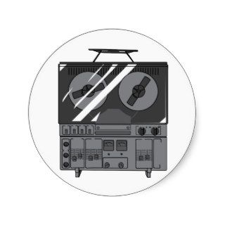 Reel To Reel Tape Recorder Player ~ Vintage Round Sticker