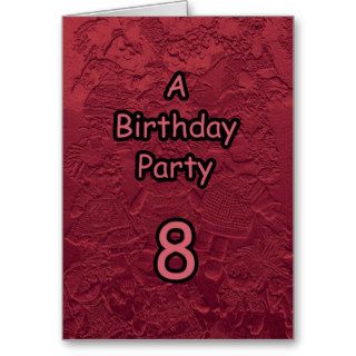 Invitation Birthday Party 8 Year Old, Red Dolls Cards