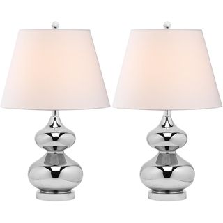 Eva Double Gourd Glass Silver 1 light Table Lamps (Set of 2) Safavieh Lamp Sets