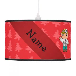 Personalized name doctor red christmas trees hanging pendant lamp