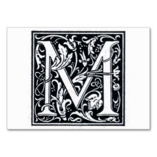 Decorative Letter "M" Woodcut Woodblock Initial Business Cards