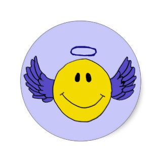 BL  Angel Smiley Face Round Stickers